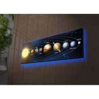 Tablou Canvas cu Led Sistemul Solar fara Priza, Albastru, 90x30 cm - Albastru