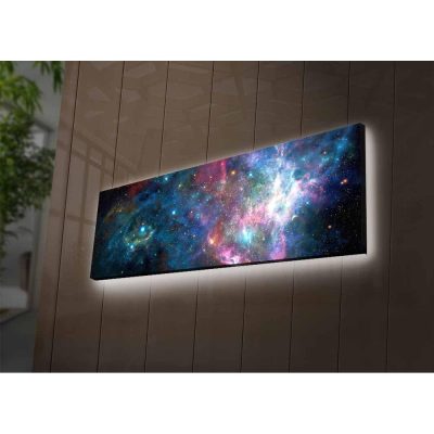 Tablou Canvas cu Led Stele Semiha fara Priza, Multicolor, 90x30 cm - Multicolor