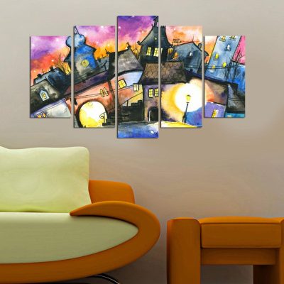 Tablou MDF ( 5 buc ) Van Gogh Amsterdam, Multicolor, 60x110 cm - Multicolor