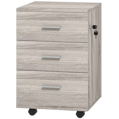 Vinsetto Comodă de birou cu 3 sertare Roți Încuietoare 2 Chei Arhivator Mobil pentru Studiu Living 40x40x61,5 cm Gri | Aosom Romania