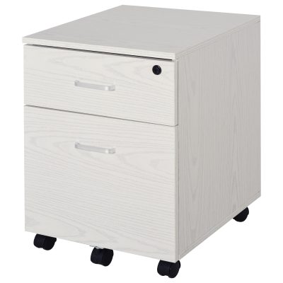 Vinsetto Dulap cu Sertar, cu 2 chei si cu 5 roti, dulap pentru depozitare documente, 40x44x54.6 cm, Design Compact, Alb | Aosom Romania