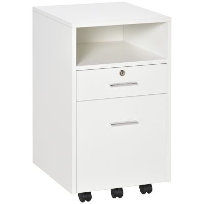 Vinsetto Dulap cu Sertare Blocabile, 2 Chei Incluse, cu 5 roti cu rotatie la 360°, Spațiu Optimizat, Alb | Aosom Romania