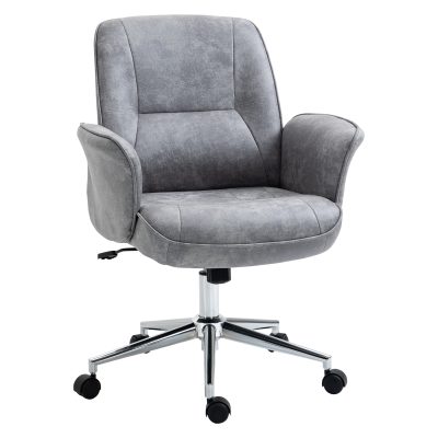 Vinsetto Scaun de Birou Ergonomic cu Înaltime Ajustabilă și Funcție de Balansoar cu Tapițerie din Microfibră, 67x69x92-102 cm, Gri  | Aosom Romania