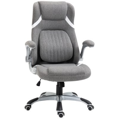 Vinsetto Scaun directorial cu Înălțime Reglabilă, Scaun de Birou Ergonomic Rotativ din Țesătură și Oțel, 68x76x109-117cm, Gri | Aosom România