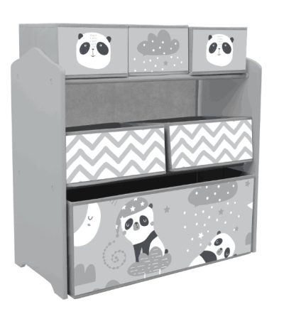 ZONEKIZ Raft Mobil pentru Jucării, Comodă cu 6 Rafturi Detașabile din Material Textil, 63x30x66 cm, Gri | Aosom Romania
