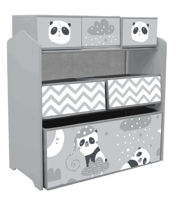 ZONEKIZ Raft Mobil pentru Jucării, Comodă cu 6 Rafturi Detașabile din Material Textil, 63x30x66 cm, Gri | Aosom Romania