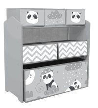 ZONEKIZ Raft Mobil pentru Jucării, Comodă cu 6 Rafturi Detașabile din Material Textil, 63x30x66 cm, Gri | Aosom Romania